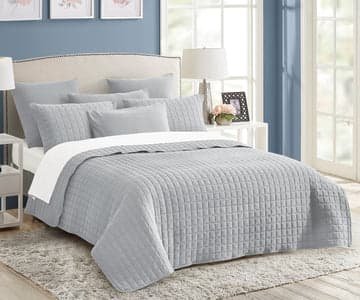 7 piece vintage stone wash comforter set king silver - V517-VSC7-KSIL 7 piece vintage stone wash comforter set king silver