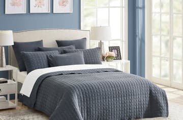 7 piece vintage stone wash comforter set queen charcoal - V517-VSC7-QCHA 7 piece vintage stone wash comforter set queen charcoal