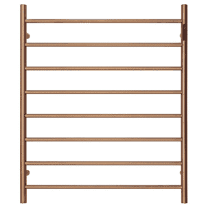 Premium Brushed Rose Gold Heated Towel Rack with LED- 8 Bars, Round Design, AU Standard, 1000x850mm Wide