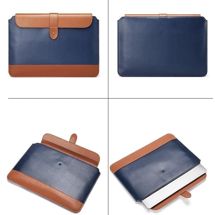 14-15.4 Inch Horizontal Microfiber Notebook Liner & Power Bag - Gray & Brown - V562-1258455750DBT V562 1258455750DBT 202504251715 03