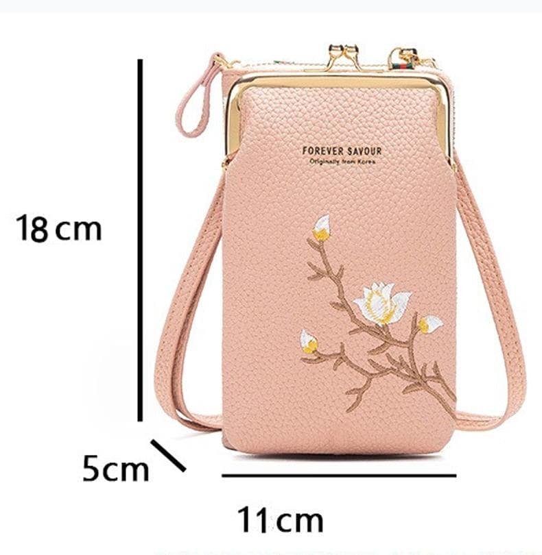 Black Embroidered Single Shoulder Phone Bag Wallet - Yellow - V562-3010934060DBT V562 3010934060DBT 202505191435 02
