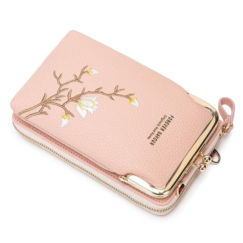 Black Embroidered Single Shoulder Phone Bag Wallet - Yellow - V562-3010934060DBT V562 3010934060DBT 202505191435 08
