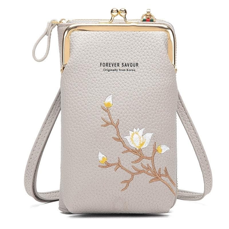 Black Embroidered Single Shoulder Phone Bag Wallet - Yellow - V562-3010934060DBT V562 3010934060DBT 202505191435 10