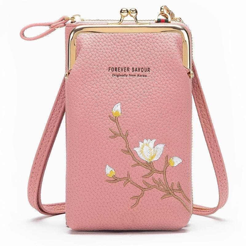 Black Embroidered Single Shoulder Phone Bag Wallet - Yellow - V562-3010934060DBT V562 3010934060DBT 202505191435 15