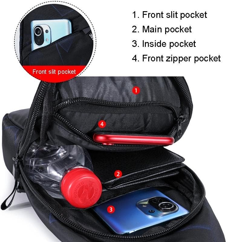 Men Oxford Cloth Chest Bag Snowflake Gray Ideal For Sports And Travel - V562-5002753060DBT V562 5002753060DBT 202503041252 08