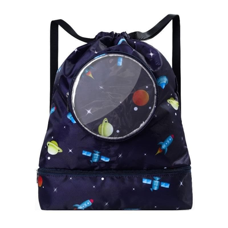 Blue Waterproof Drawstring Beach Bag L Size For Kids Wet & Dry Separation Shoulder Strap - Blue S - V562-5061242060DBT V562 5061242060DBT 202503032015 01