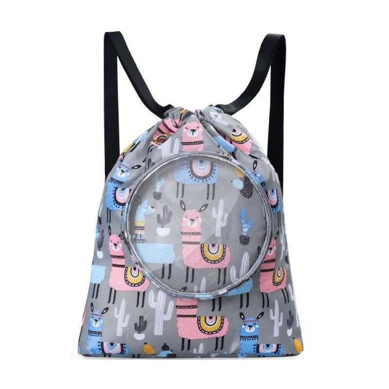 Blue Waterproof Drawstring Beach Bag L Size For Kids Wet & Dry Separation Shoulder Strap - Blue L - V562-6061242060DBT V562 6061242060DBT 202503032015 14