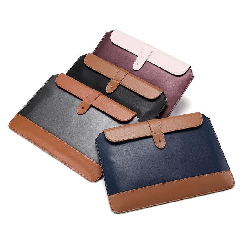13-14 Inch Horizontal Microfiber Notebook Liner Bag In Gray & Brown - V562-8058455750DBT V562 8058455750DBT 202504251536 02