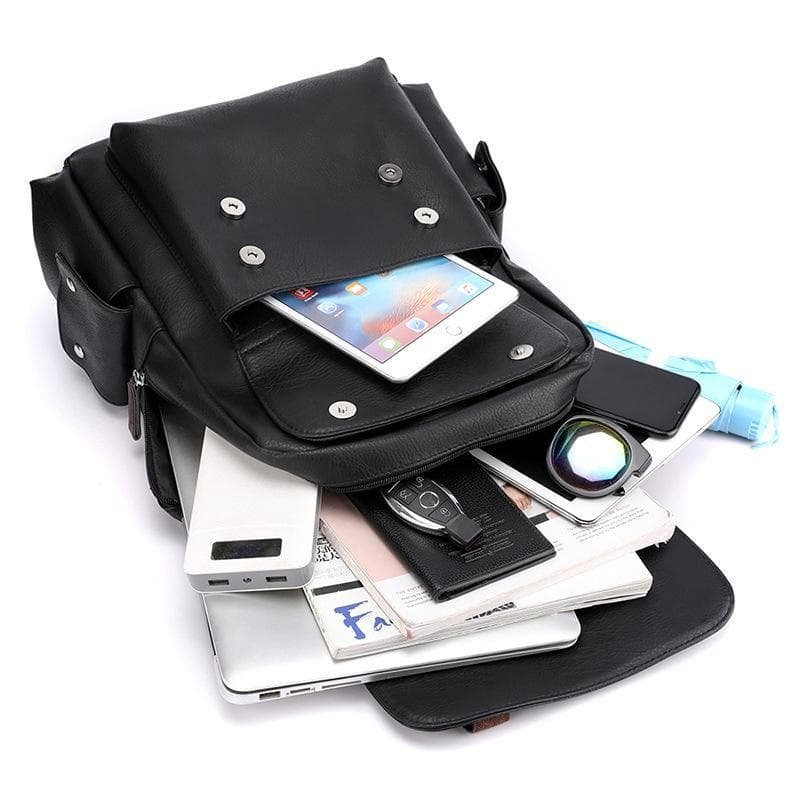 Large Capacity Pu Leather Laptop Backpack For Travel & School - Black - V562-A1005875060DBT V562 A1005875060DBT 202505191448 06