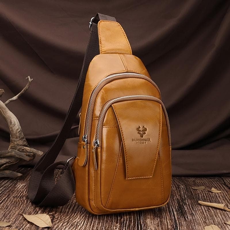 Leather Men Shoulder Bag Compact & Stylish - Red Brown - V562-A1021193060DBT V562 A1021193060DBT 202508291115 09