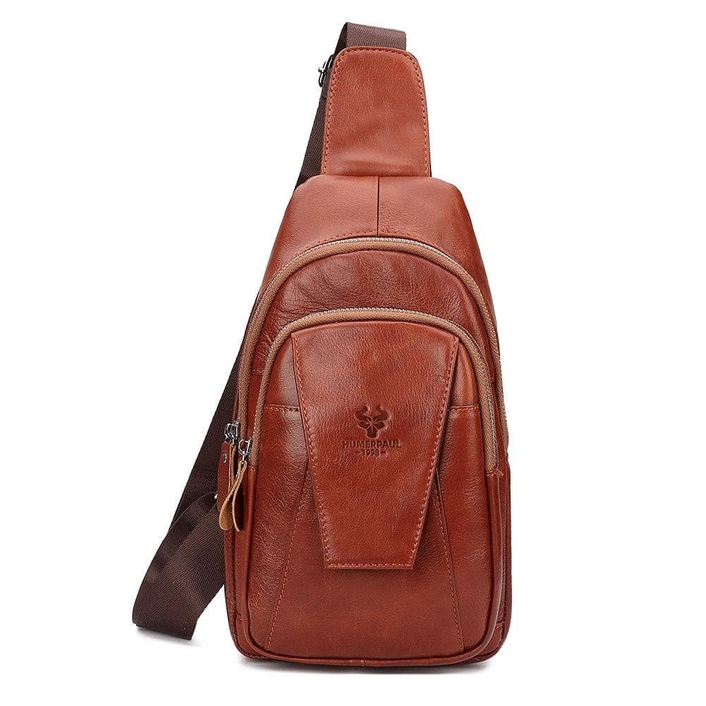Leather Men Shoulder Bag Compact & Stylish - Red Brown - V562-A1021193060DBT V562 A1021193060DBT 202508291115 11