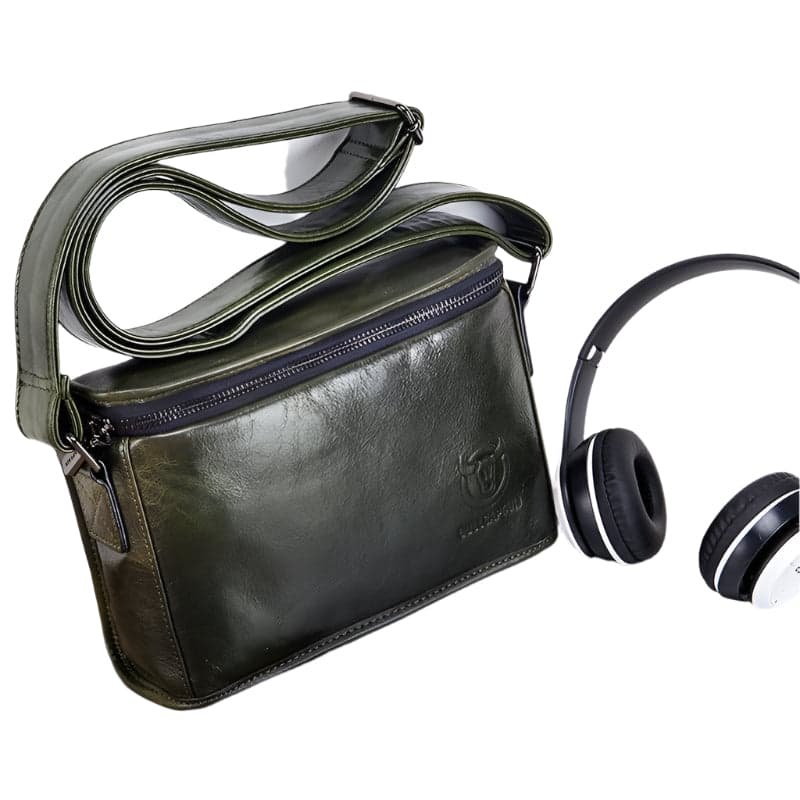 Men Brown Leather Shoulder Bag - Cool Black - V562-A1068022060DBT V562 A1068022060DBT 202508291045 01