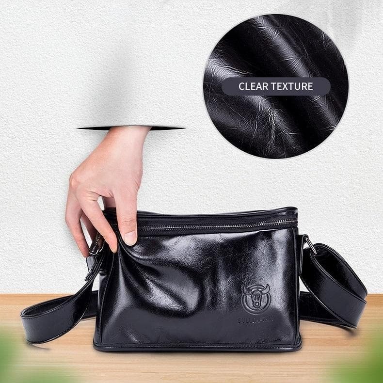 Men Brown Leather Shoulder Bag - Cool Black - V562-A1068022060DBT V562 A1068022060DBT 202508291045 04