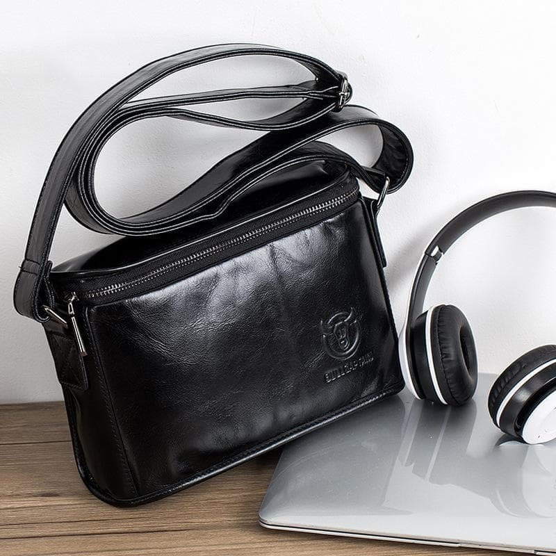 Men Brown Leather Shoulder Bag - Cool Black - V562-A1068022060DBT V562 A1068022060DBT 202508291045 08