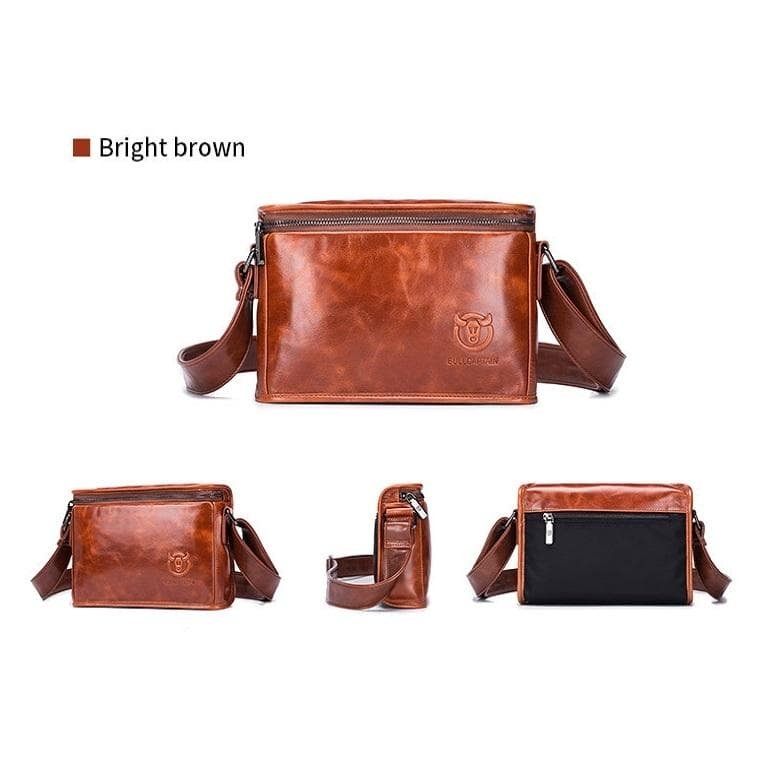 Men Brown Leather Shoulder Bag - Cool Black - V562-A1068022060DBT V562 A1068022060DBT 202508291045 13