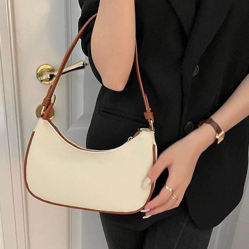 Stylish Crescent Shoulder Bag For Women - Beige With Brown - V562-A1069274060DBT V562 A1069274060DBT 202505191441 05