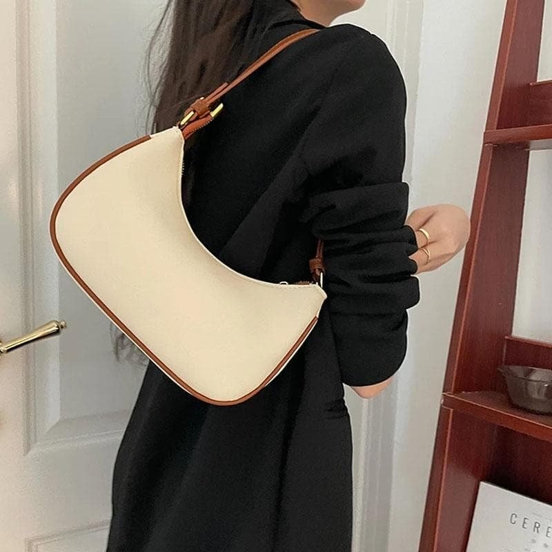 Stylish Crescent Shoulder Bag For Women - Beige With Brown - V562-A1069274060DBT V562 A1069274060DBT 202505191441 06
