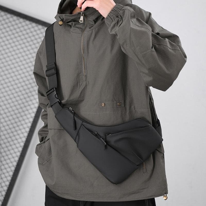 Leather Anti Theft Triangle Bag Secure Crossbody Chest Bag - Grey - V562-A1070254060DBT V562 A1070254060DBT 202503041241 02