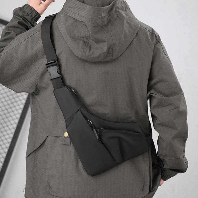 Leather Anti Theft Triangle Bag Secure Crossbody Chest Bag - Grey - V562-A1070254060DBT V562 A1070254060DBT 202503041241 04