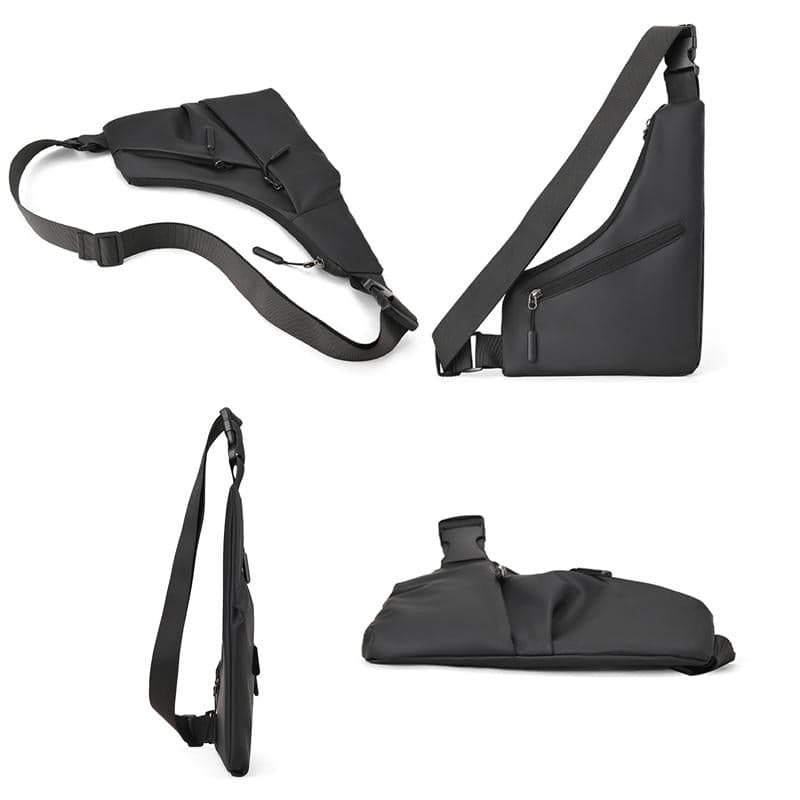 Leather Anti Theft Triangle Bag Secure Crossbody Chest Bag - Grey - V562-A1070254060DBT V562 A1070254060DBT 202503041241 05