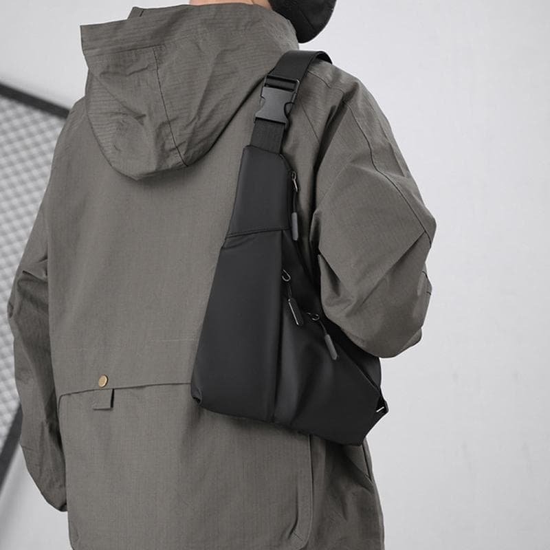 Leather Anti Theft Triangle Bag Secure Crossbody Chest Bag - Grey - V562-A1070254060DBT V562 A1070254060DBT 202503041241 12