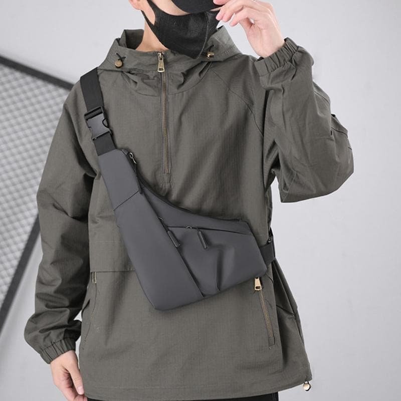 Leather Anti Theft Triangle Bag Secure Crossbody Chest Bag - Grey - V562-A1070254060DBT V562 A1070254060DBT 202503041241 14