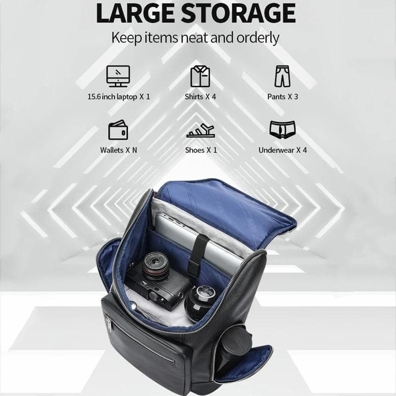 Large-capacity Waterproof Laptop Backpack in First-layer Cowhide - Black - V562-A1086284060DBT V562 A1086284060DBT 202508271052 04