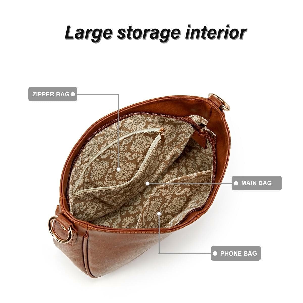 Adjustable Leather Crossbody Bag Large Capacity - Blue - V562-A1094343060DBT V562 A1094343060DBT 202505191526 12