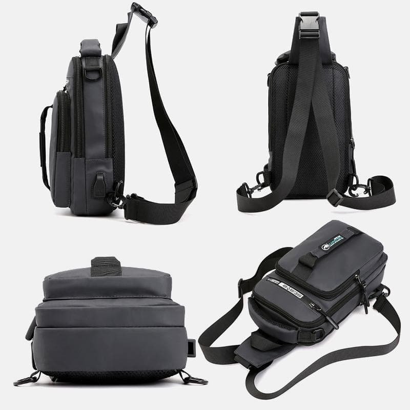 Men Multifunctional Chest Bag Usb Charging Port Single / Double Shoulder - Khaki - V562-A1096691750DBT V562 A1096691750DBT 202508282311 04