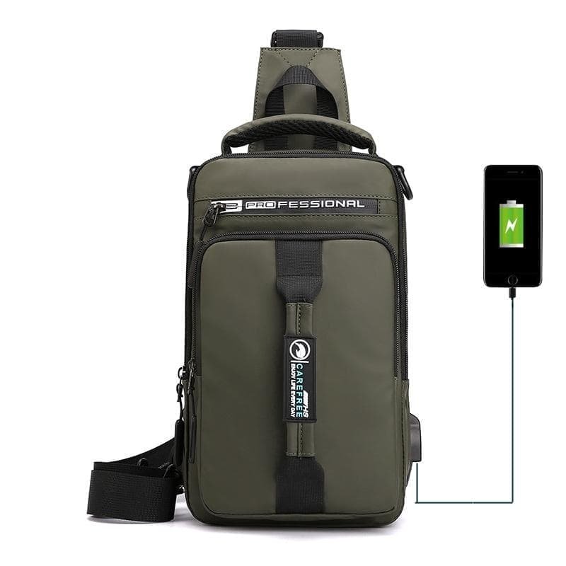 Men Multifunctional Chest Bag Usb Charging Port Single / Double Shoulder - Khaki - V562-A1096691750DBT V562 A1096691750DBT 202508282311 12