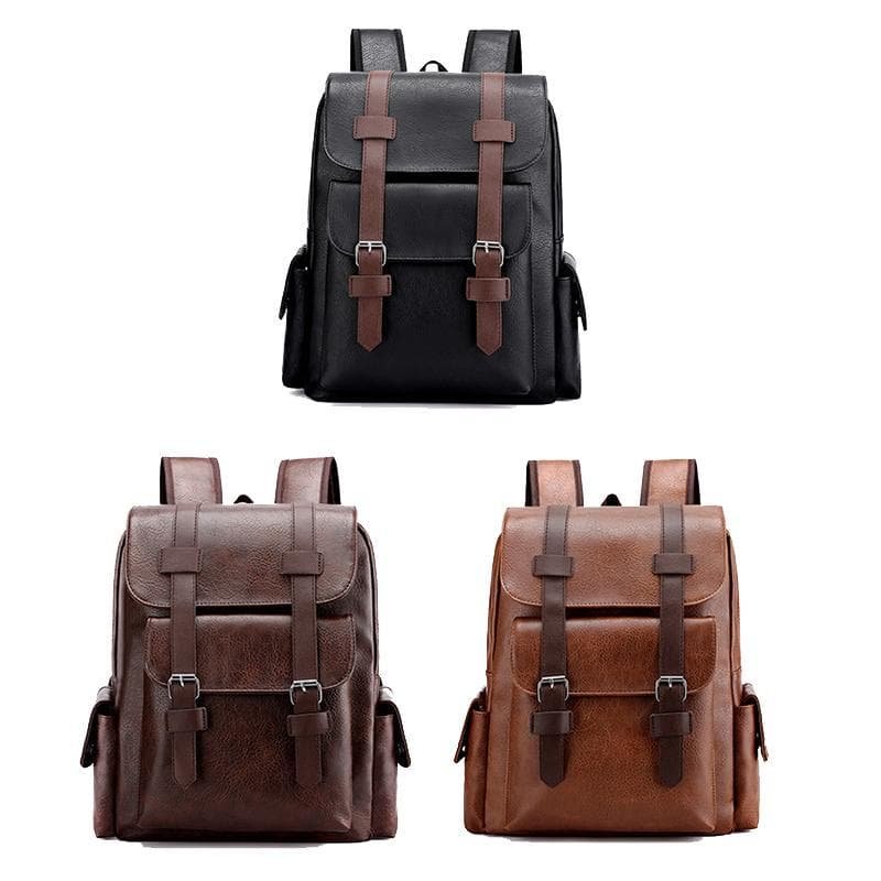 Large Capacity Pu Leather Laptop Backpack For Travel & School - Light Brown - V562-B1005875060DBT V562 B1005875060DBT 202505191448 02