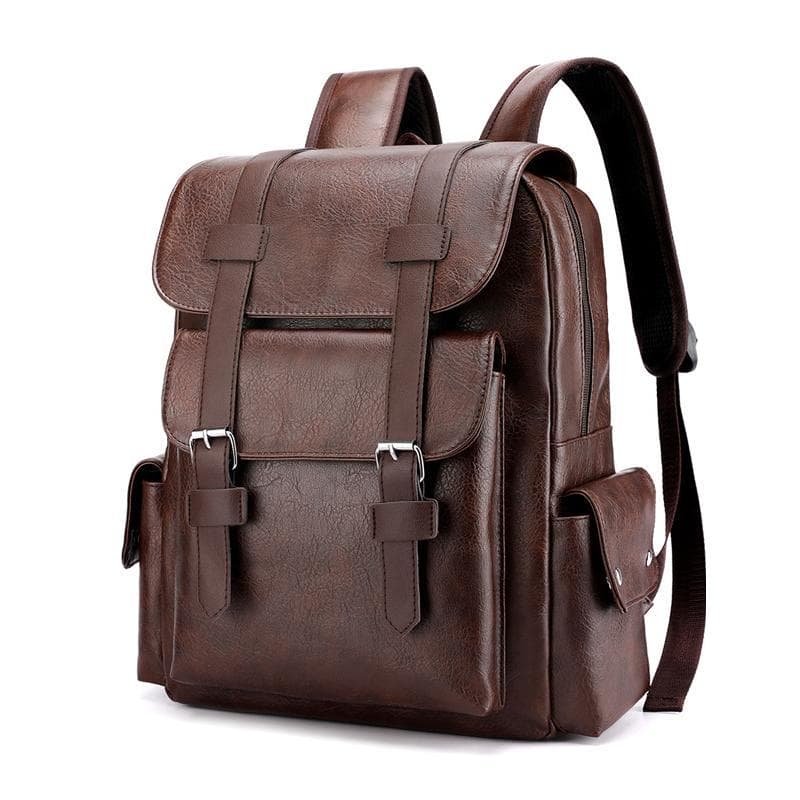Large Capacity Pu Leather Laptop Backpack For Travel & School - Light Brown - V562-B1005875060DBT V562 B1005875060DBT 202505191448 14