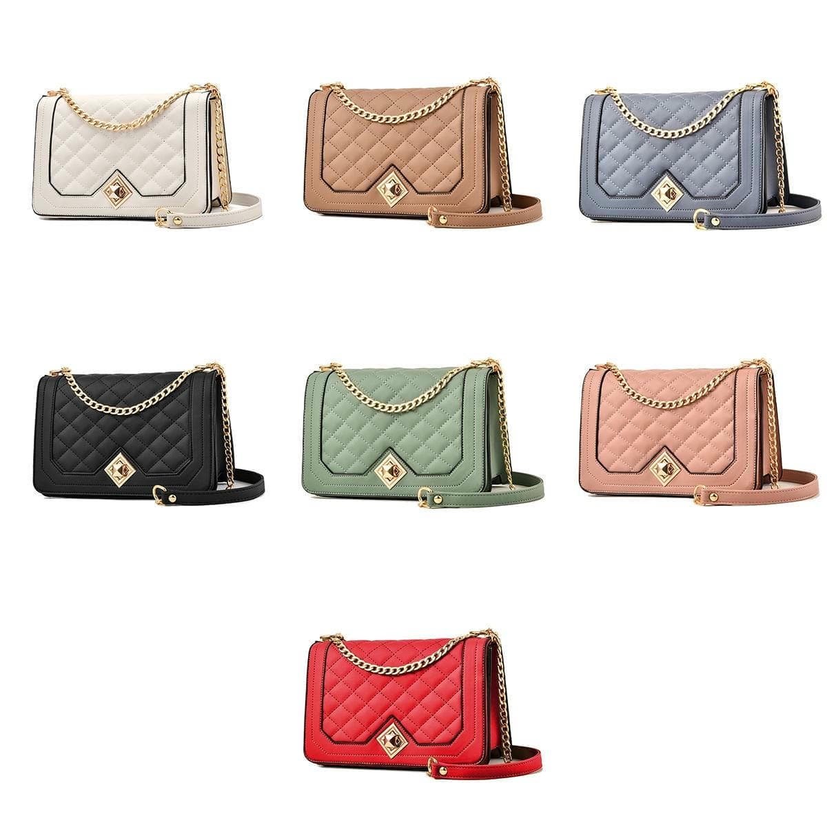 Chic One Shoulder Chain Bag With Diagonal Rhombus Design - Khaki - V562-B1014522060DBT V562 B1014522060DBT 202505191626 02