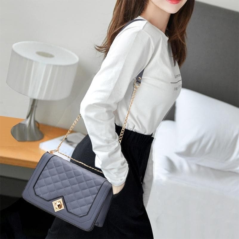 Chic One Shoulder Chain Bag With Diagonal Rhombus Design - Khaki - V562-B1014522060DBT V562 B1014522060DBT 202505191626 07