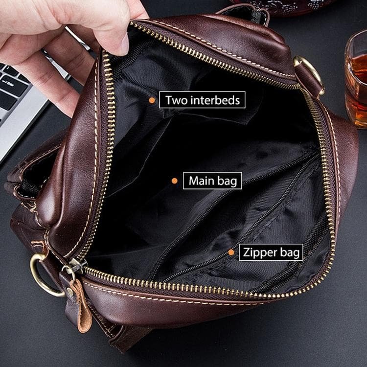 Retro Leather Men Shoulder Bag First Layer Cowhide - Yellow Brown - V562-B1069343850DBT V562 B1069343850DBT 202508291025 04