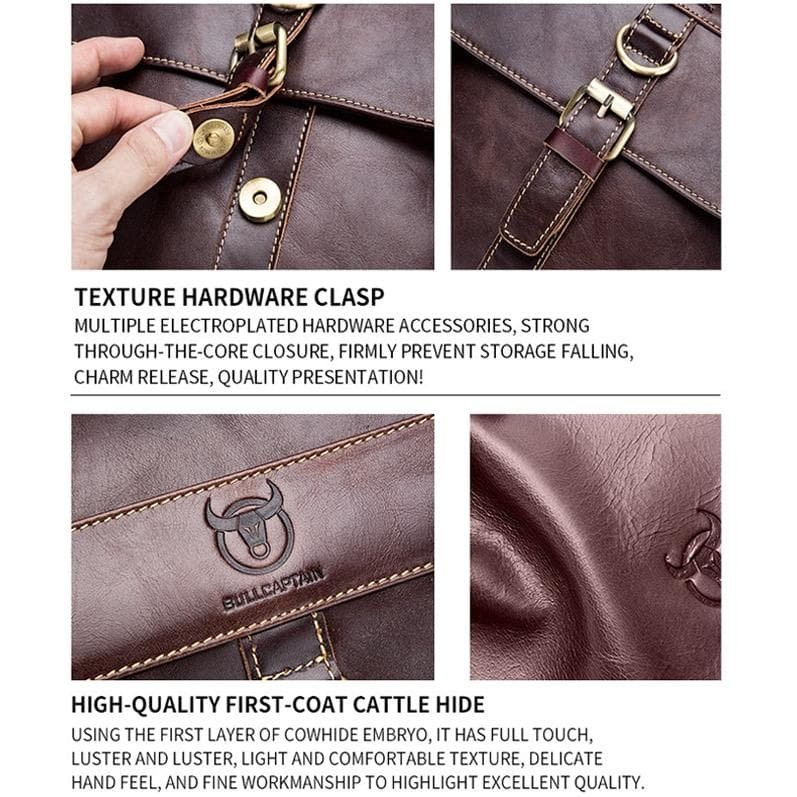 Retro Leather Men Shoulder Bag First Layer Cowhide - Yellow Brown - V562-B1069343850DBT V562 B1069343850DBT 202508291025 06