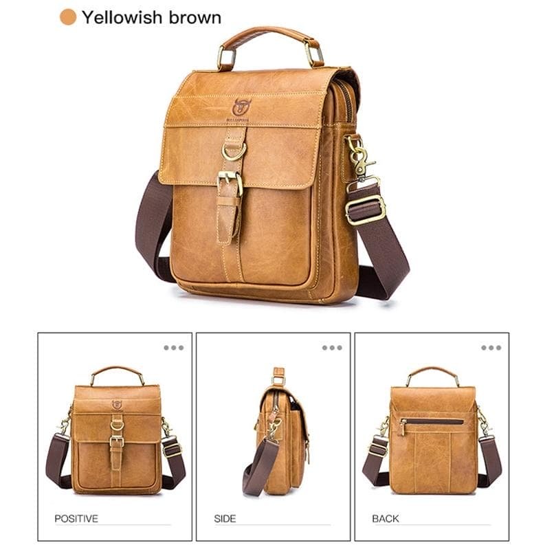 Retro Leather Men Shoulder Bag First Layer Cowhide - Yellow Brown - V562-B1069343850DBT V562 B1069343850DBT 202508291025 09