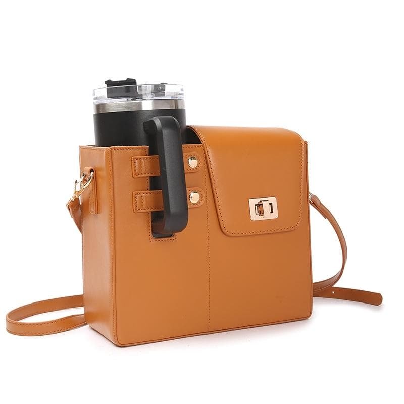 Leather Shoulder Bag For Water Bottles Fits Most Brands - Black - V562-B1071135060DBT V562 B1071135060DBT 202505191722 08