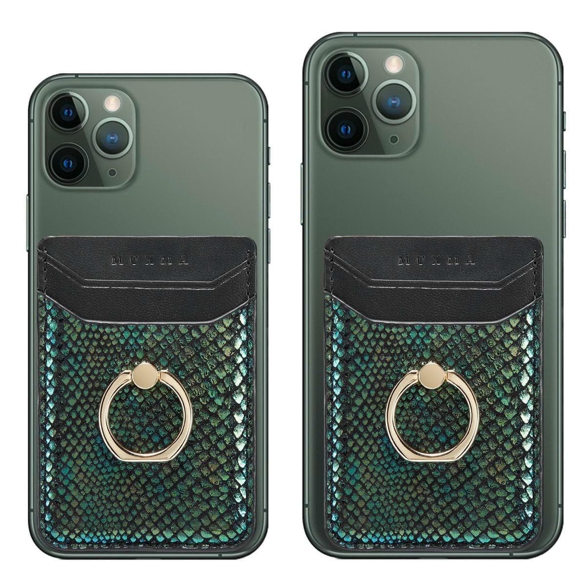 Rfid Snake Texture Phone Card Bag With Ring Fits Most Phones - Grey - V562-B10812800ADE V562 B10812800ADE 202503281920 04