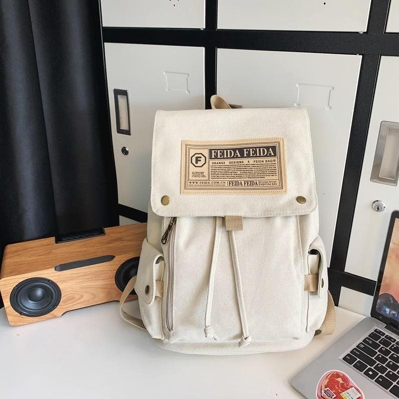 Large Capacity Canvas Backpack For Teens - White - V562-B1091235060DBT V562 B1091235060DBT 202505191631 03