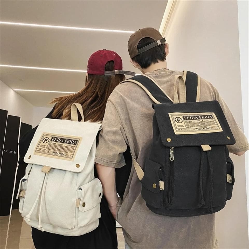 Large Capacity Canvas Backpack For Teens - White - V562-B1091235060DBT V562 B1091235060DBT 202505191631 04