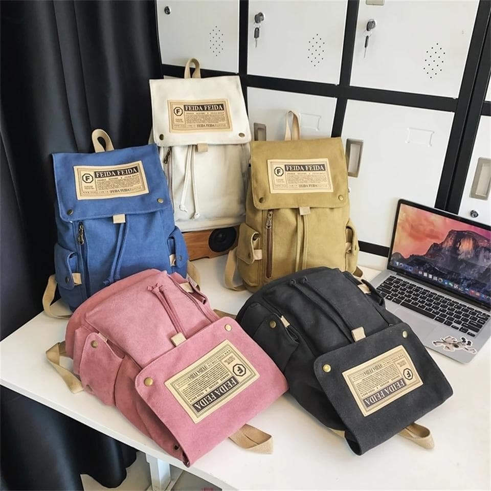 Large Capacity Canvas Backpack For Teens - White - V562-B1091235060DBT V562 B1091235060DBT 202505191631 05