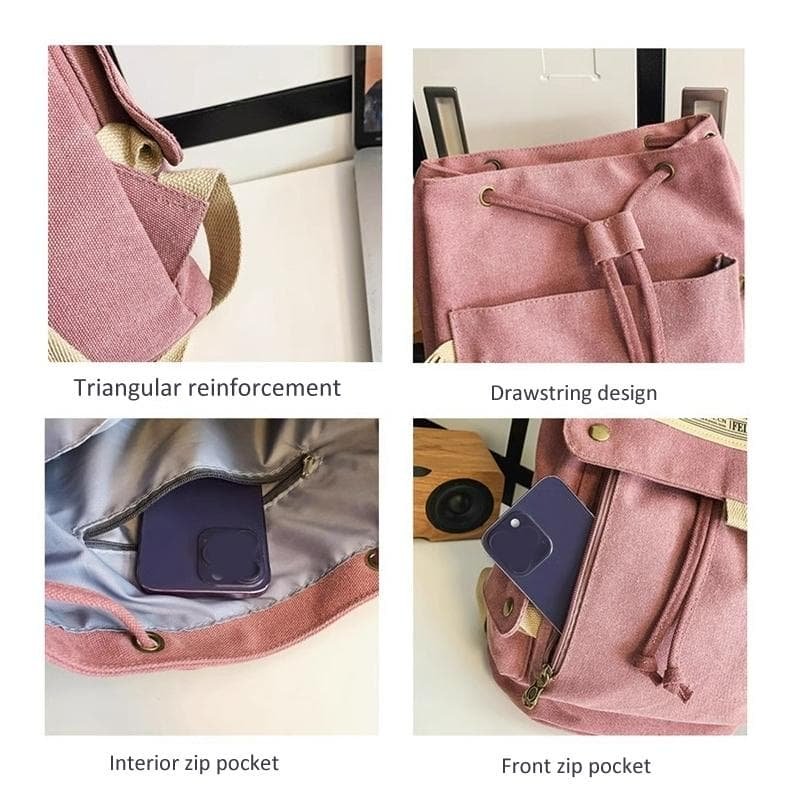 Large Capacity Canvas Backpack For Teens - White - V562-B1091235060DBT V562 B1091235060DBT 202505191631 08