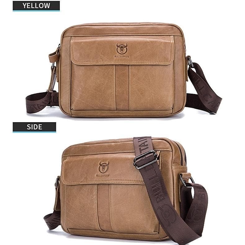 Men Leather Shoulder Bag Double Layer - Beige - V562-B1097022060DBT V562 B1097022060DBT 202508291035 02