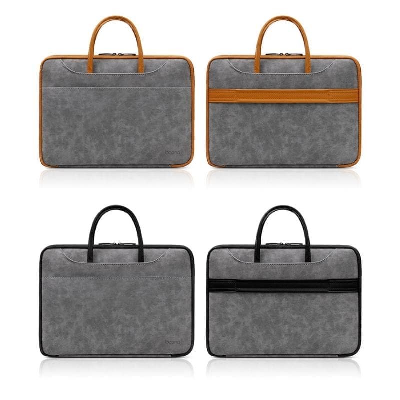 14-inch Waterproof Leather Computer Bag - Fully Open & Portable - Gray Black - V562-B2099723060DBT V562 B2099723060DBT 202504251553 02