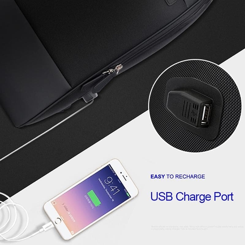 Waterproof Anti-Theft Usb Shoulder Bag - Large Capacity - Black - V562-B3656GO V562 B3656GO 202508271437 03