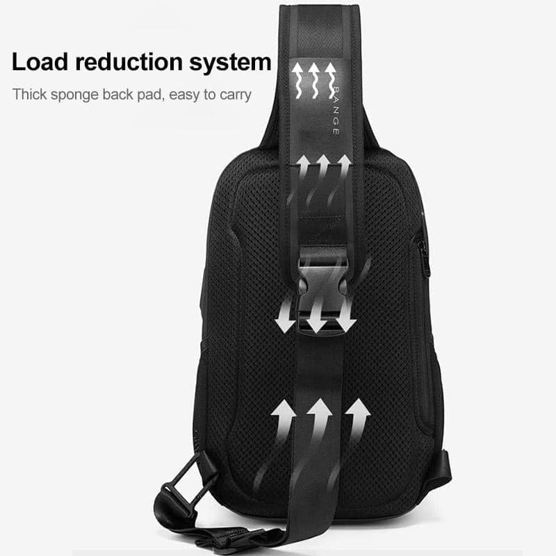 Waterproof Men Crossbody Chest Bag With Usb Port 36X22X10Cm Black - V562-B4872GO V562 B4872GO 202508271615 04