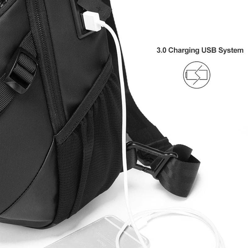 Waterproof Men Crossbody Chest Bag With Usb Port 36X22X10Cm Black - V562-B4872GO V562 B4872GO 202508271615 05