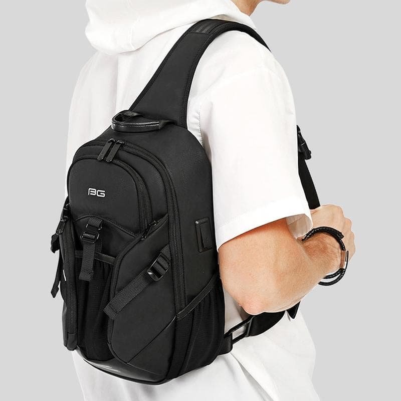 Waterproof Men Crossbody Chest Bag With Usb Port 36X22X10Cm Black - V562-B4872GO V562 B4872GO 202508271615 07