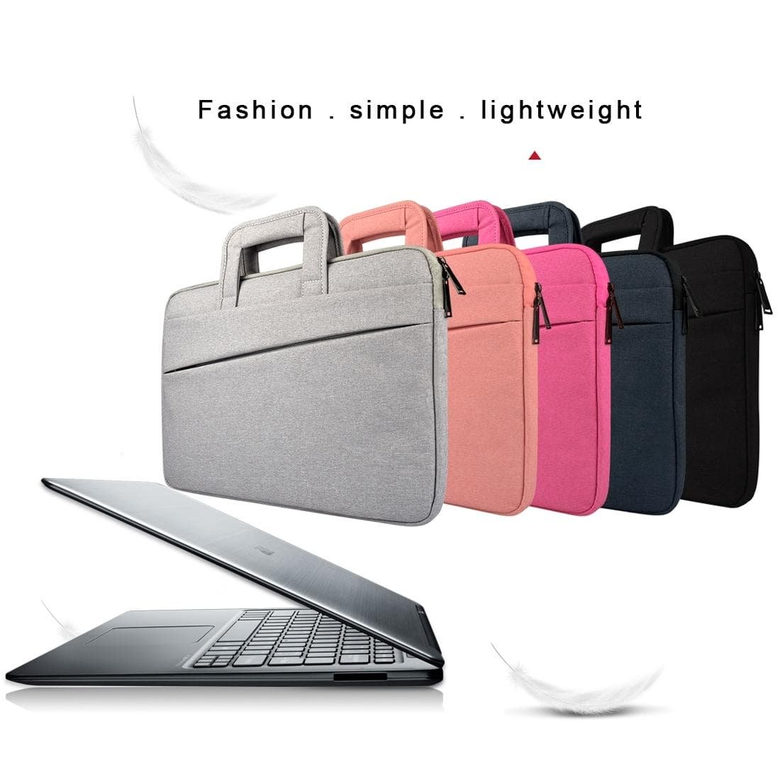 Portable Laptop Tablet Bag - 15.6 Inch Double Side Pockets Soft Handle Oxford Cloth - Deep Space Gray - Black - V562-B5856CBM V562 B5856CBM 202502281935 11